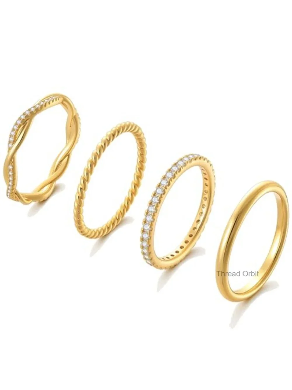 Gold Stackable Rings for Women Non Tarnish, 14K Gold Plated Stacking Thin Ring